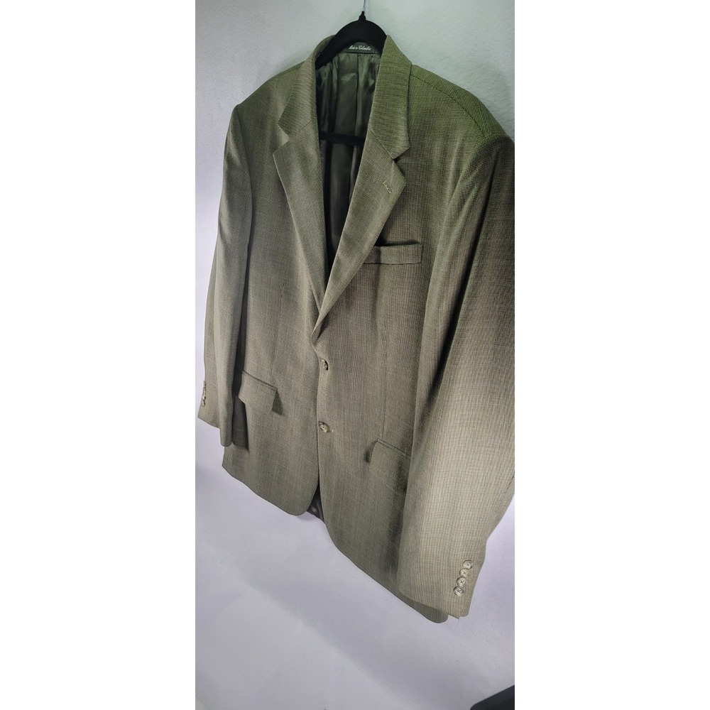 Oscar De La Renta Lt Green Men 100% Wool Plaid Suit Jacket 42L - Picture 6 of 11